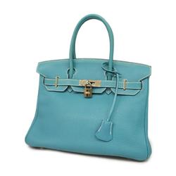 Hermes Handbag Birkin 30 □I Engraved Togo Blue Jean Ladies