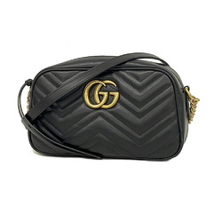 Gucci Shoulder Bag GG Marmont 447632 520981 Leather Black Ladies