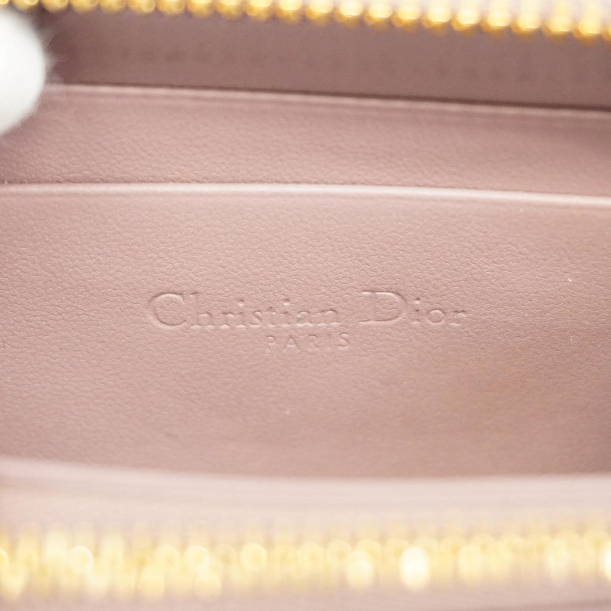 Christian Dior Wallet/Coin Case Cannage Leather Purple Women's