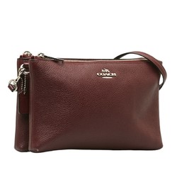 COACH shoulder bag wine red leather women's