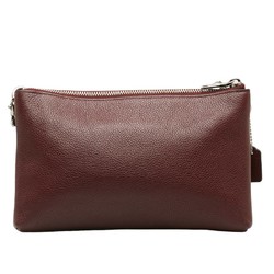 COACH shoulder bag wine red leather women's