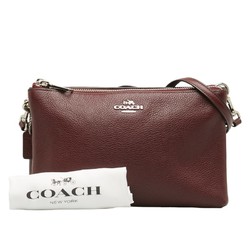 COACH shoulder bag wine red leather women's