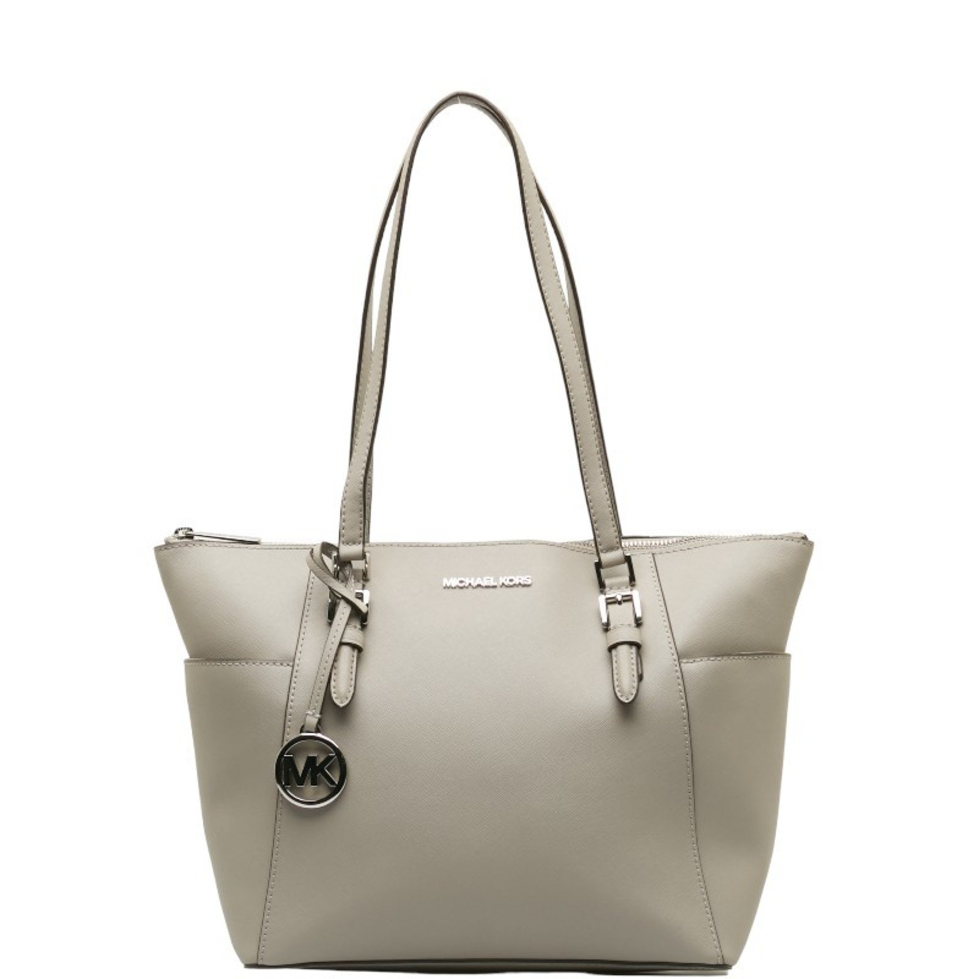 Michael Kors Tote Bag Handbag Grey Leather Women's