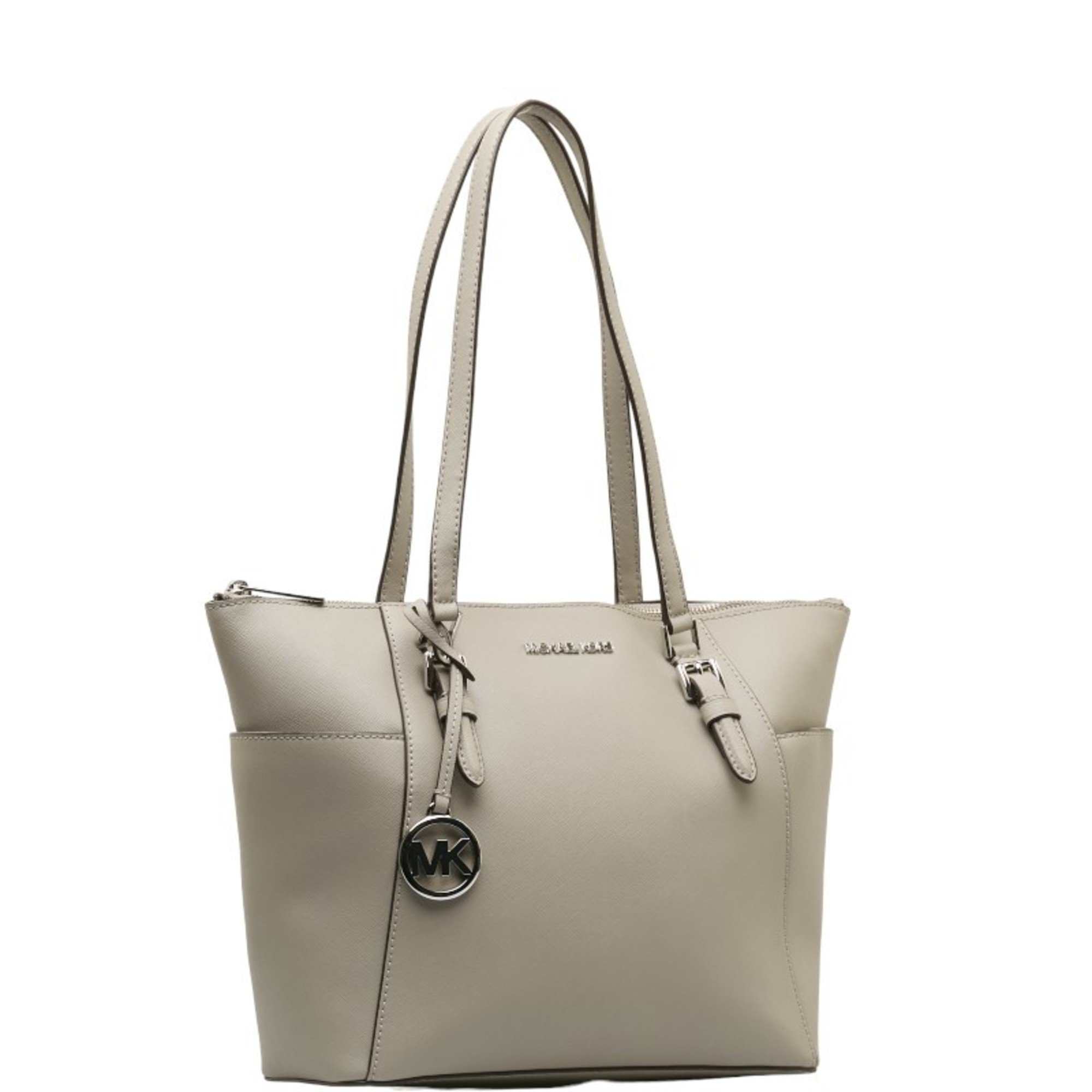 Michael Kors Tote Bag Handbag Grey Leather Women's