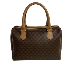 CELINE Macadam Blason Triomphe Pattern Leather Handbag Boston Bag Brown 34543