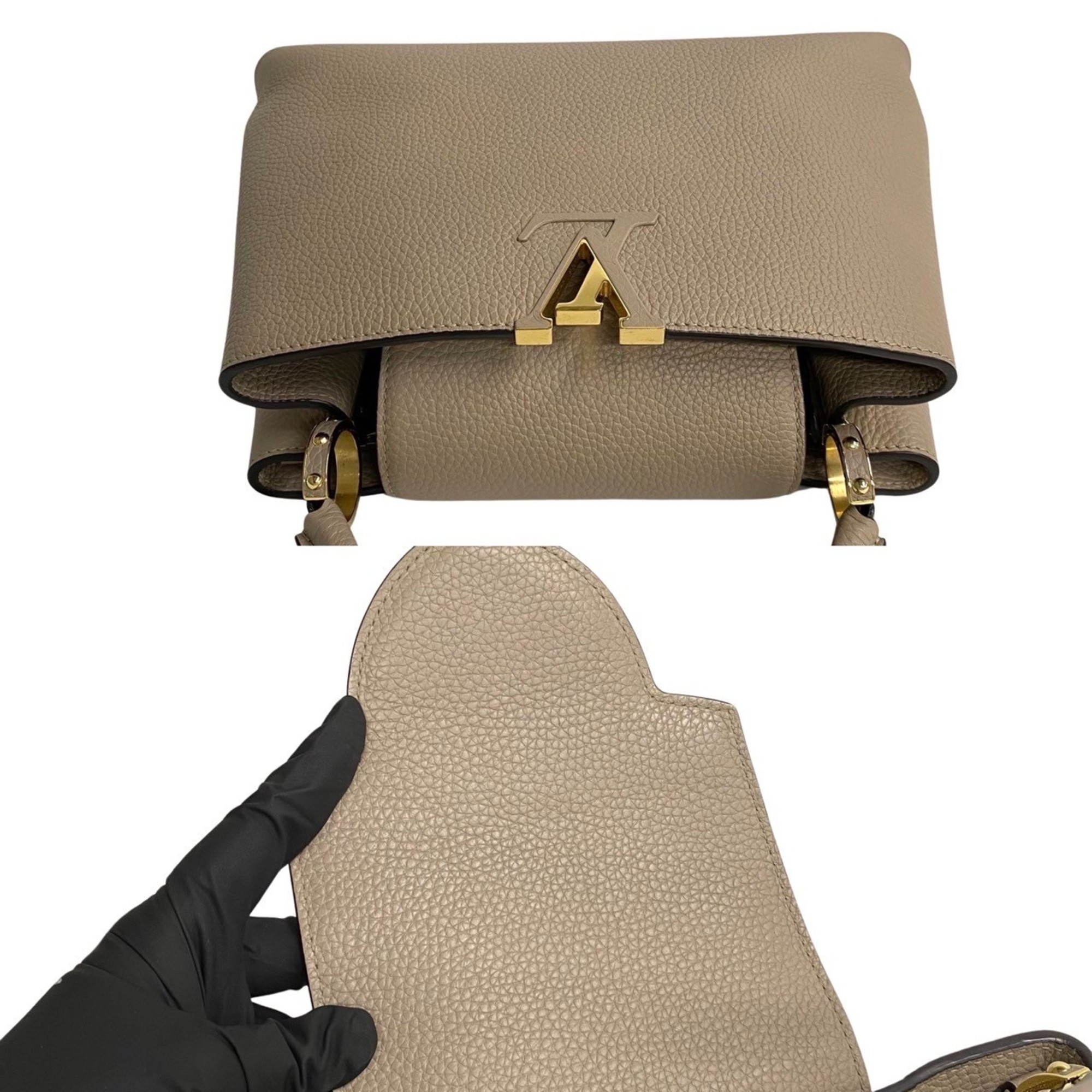 LOUIS VUITTON Capucines MM Leather 2way Handbag Shoulder Bag Beige 97802