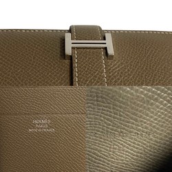 HERMES Bearn Combination Epson Leather Tri-fold Wallet Compact Greige 16003