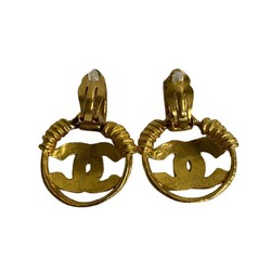 CHANEL 94P engraved Coco mark metal fittings GP earrings for women 34280