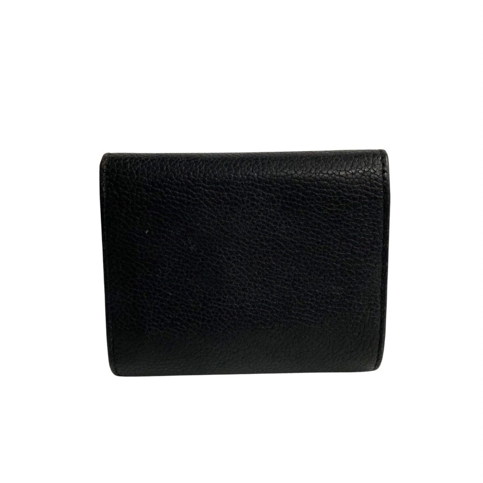 CELINE Small Folded Multi-Function Leather Tri-Fold Wallet Black 28642