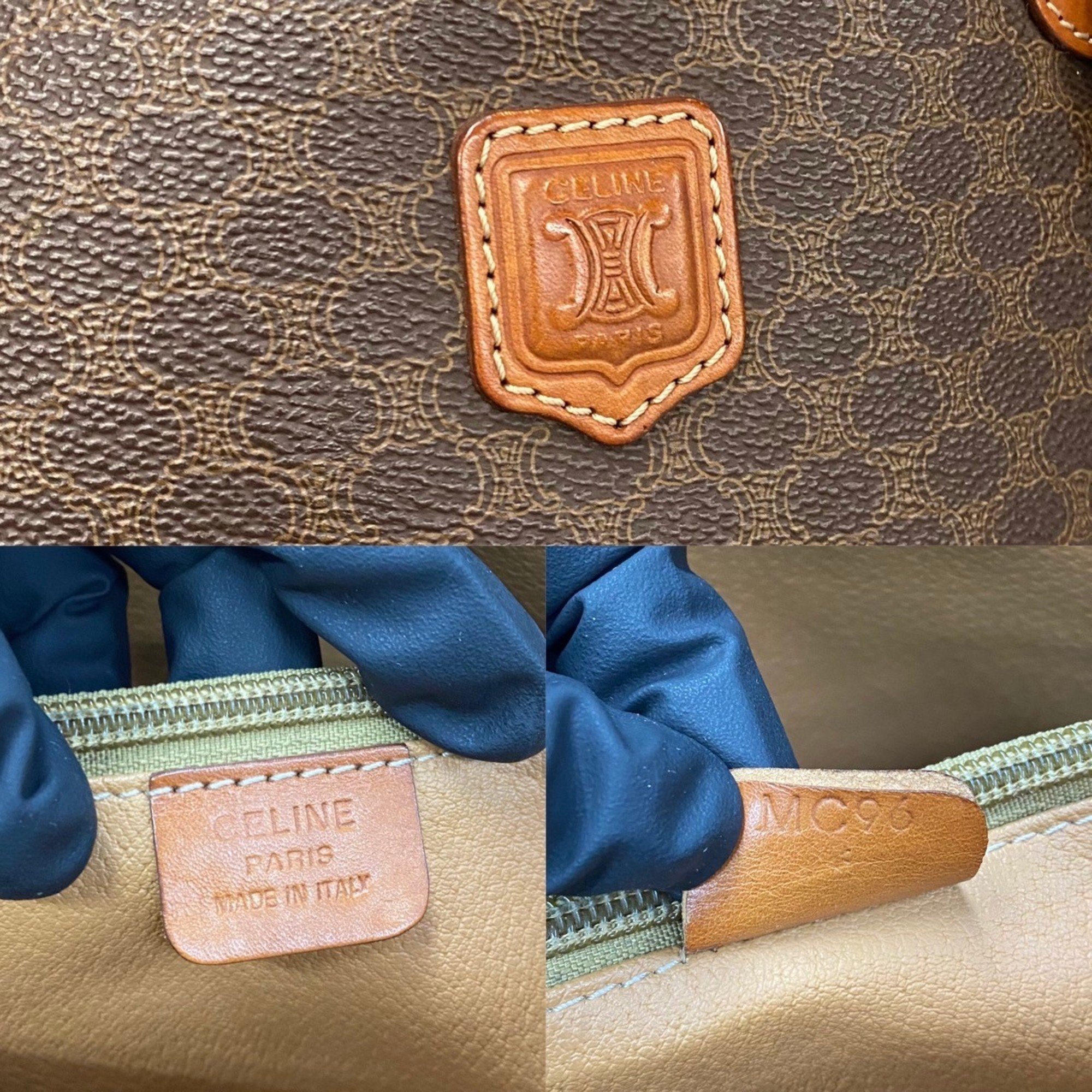 CELINE Macadam Blason Triomphe Leather Handbag Tote Bag Brown 25116