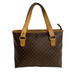CELINE Macadam Blason Triomphe Pattern Leather Handbag Tote Bag Brown 31957