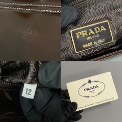 PRADA Prada turnlock hardware patent leather handbag tote bag brown 21372