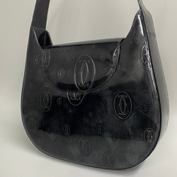 CARTIER Happy Birthday Turnlock Patent Leather Handbag Black 19374