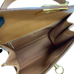 CELINE Macadam Blason Ring Hardware Leather Handbag Tote Bag Brown 23846