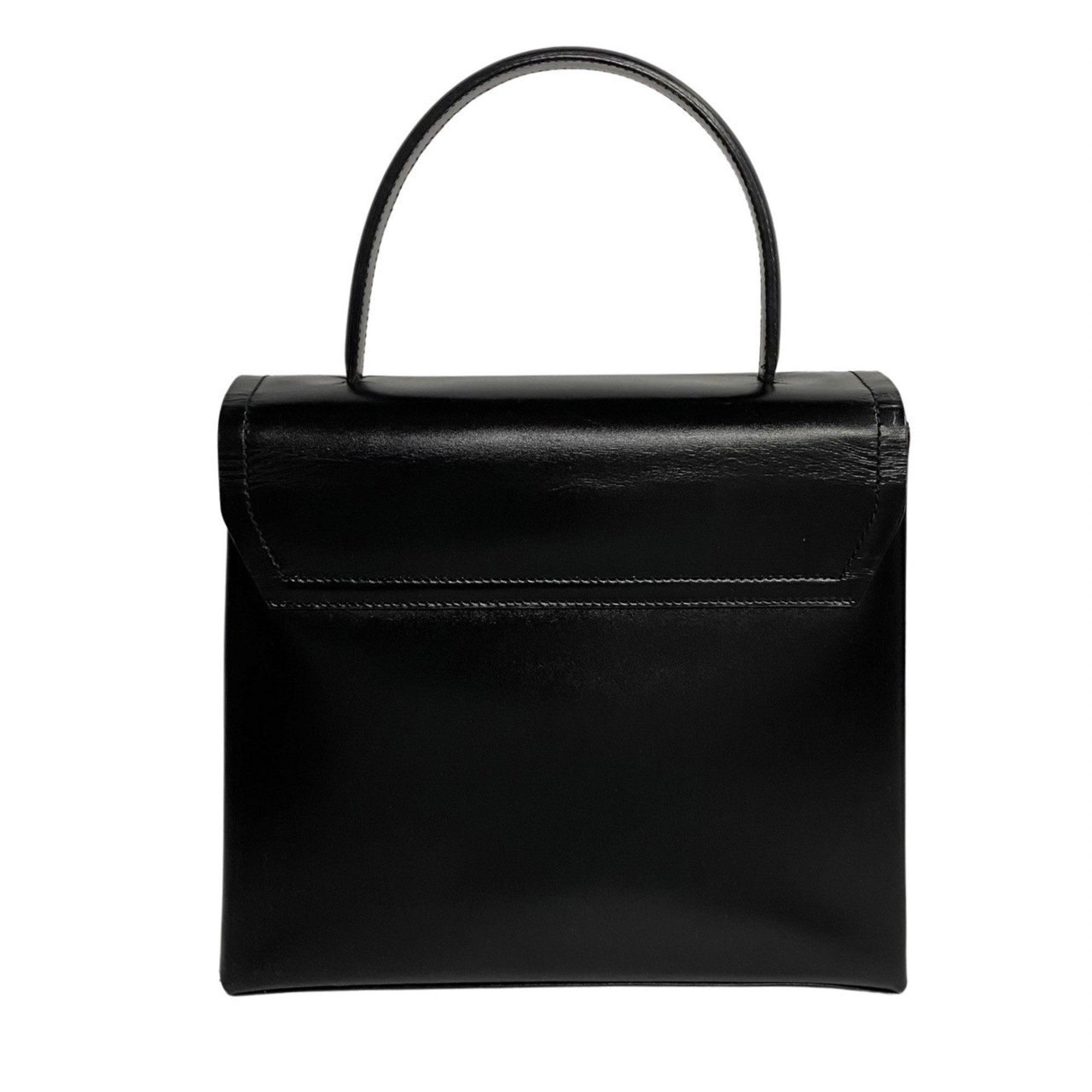 LOEWE engraved anagram metal fittings calf leather handbag tote bag black 6kmk757-4