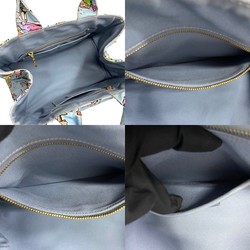 PRADA Prada Triangle Canapa Surfing Pattern Canvas Handbag Tote Bag Blue Multicolor 25905
