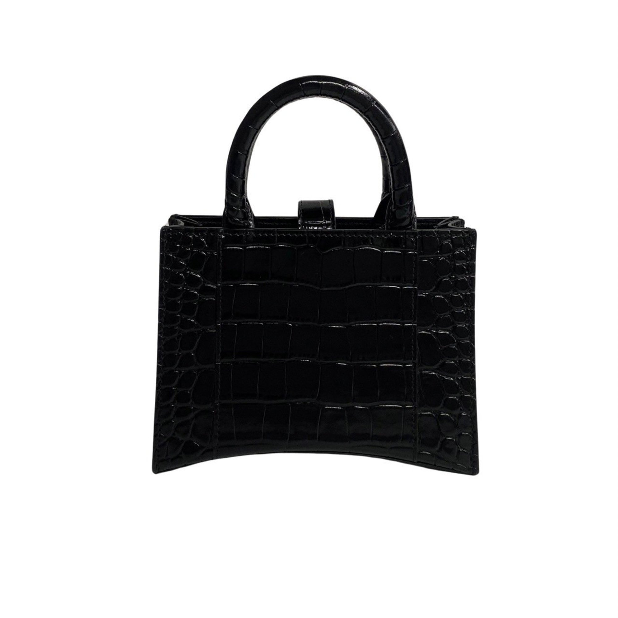 BALENCIAGA Hourglass XS, metal fittings, leather, 2way, handbag, shoulder bag, black, 20071