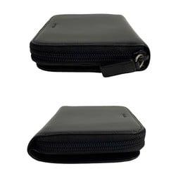 PRADA Prada engraved calf leather round zip bi-fold wallet black 83566