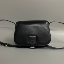 CELINE Triomphe calf leather shoulder bag pochette sacoche black 25222