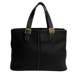 Burberrys Nova Check Metal Fittings Leather Handbag Tote Bag Black 26819