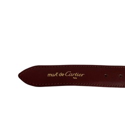 CARTIER Must Line Metal Fittings Leather Belt for Women Bordeaux 21342