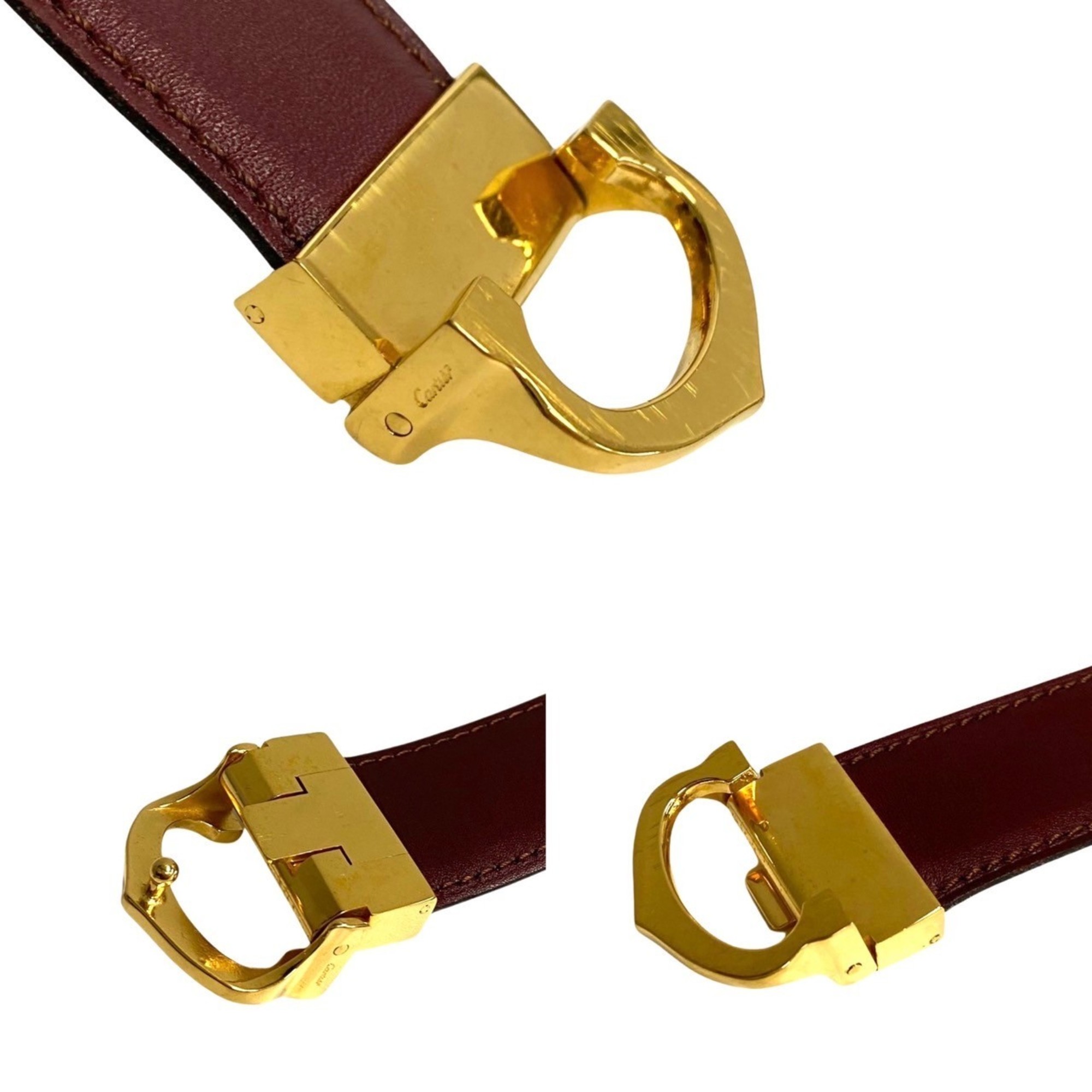 CARTIER Must Line Metal Fittings Leather Belt for Women Bordeaux 21342