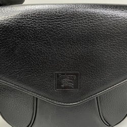 Burberrys Nova Check Leather Shoulder Bag Pochette Sacoche Black 14740