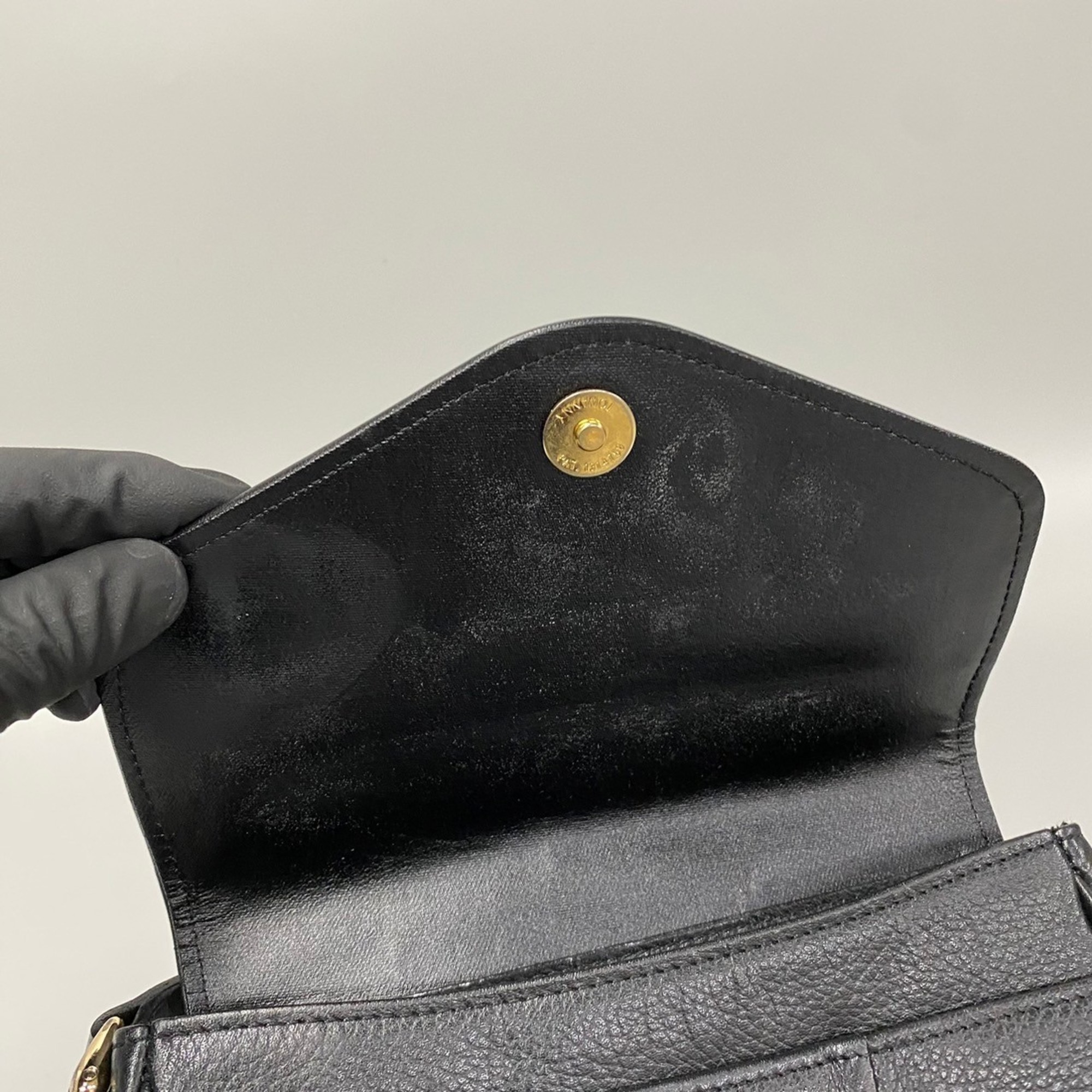 Burberrys Nova Check Leather Shoulder Bag Pochette Sacoche Black 14740