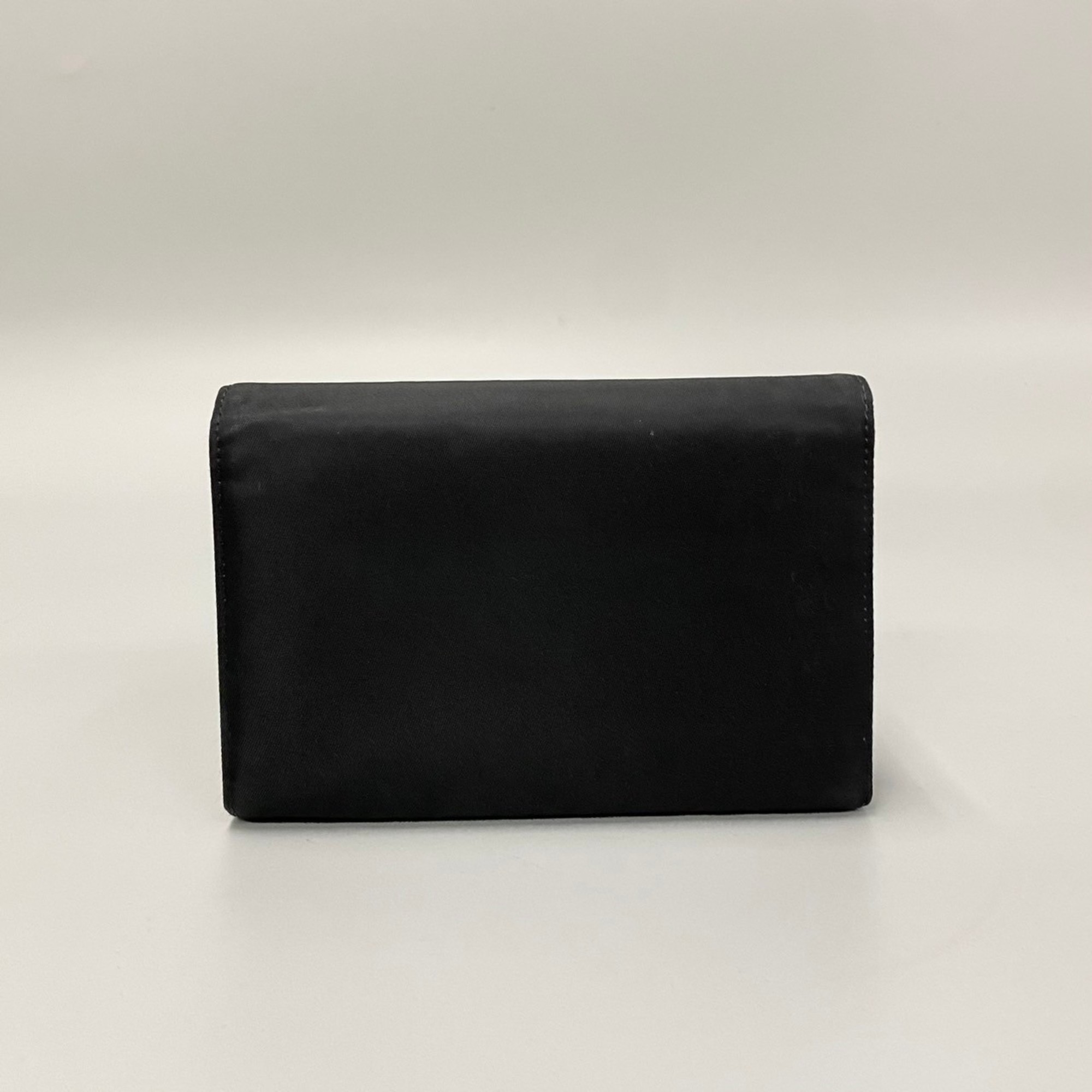 PRADA Prada Triangle metal fittings nylon saffiano leather bi-fold wallet black 23889