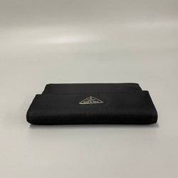 PRADA Prada Triangle metal fittings nylon saffiano leather bi-fold wallet black 23889