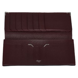 Cartier Must Line Long Wallet Black Wine Red Leather Men's CARTIER