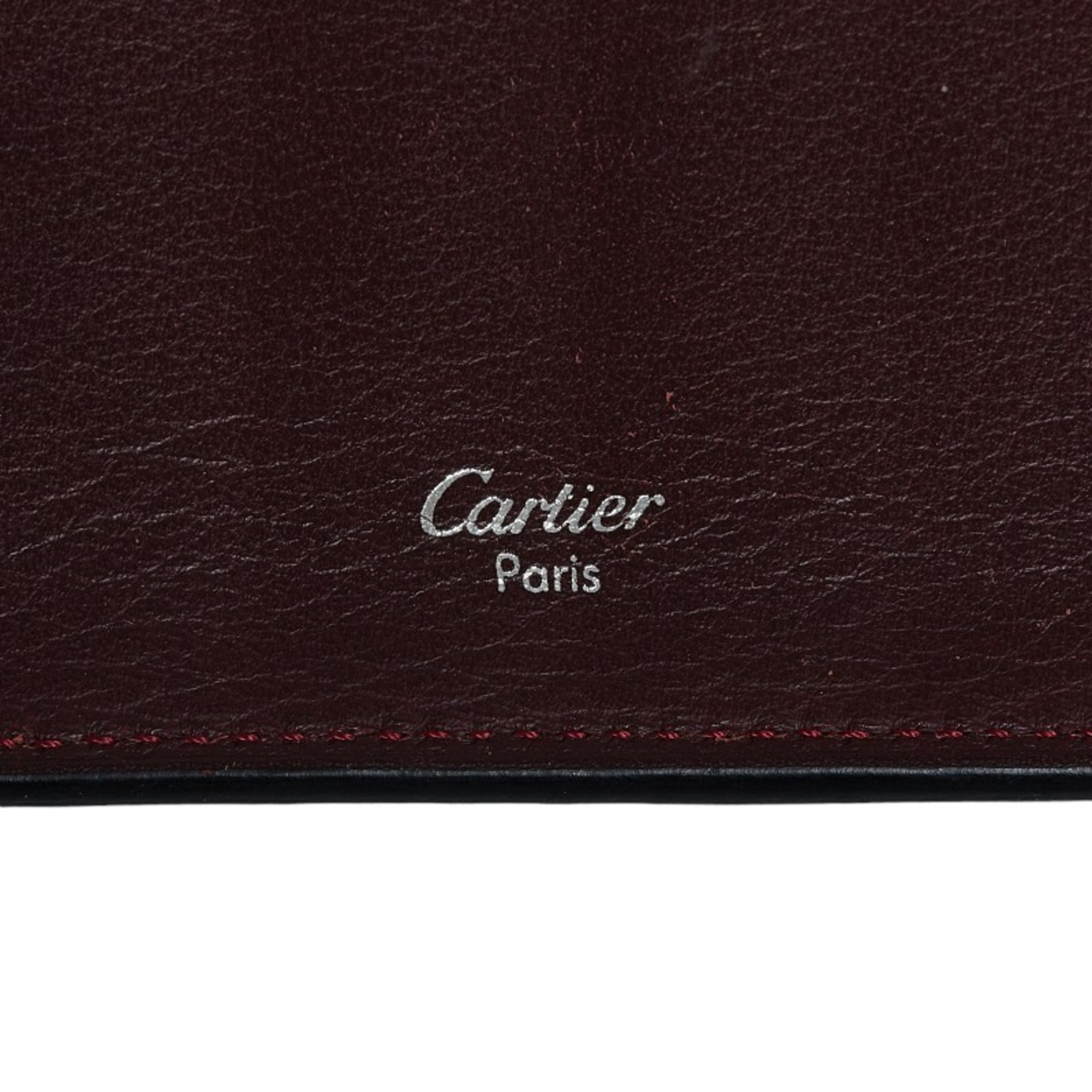 Cartier Must Line Long Wallet Black Wine Red Leather Men's CARTIER