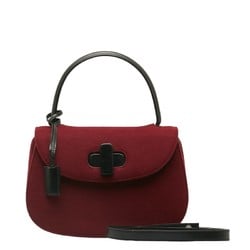 Gucci Shoulder Bag Handbag Bordeaux Wine Red Black Felt Leather Women's GUCCI