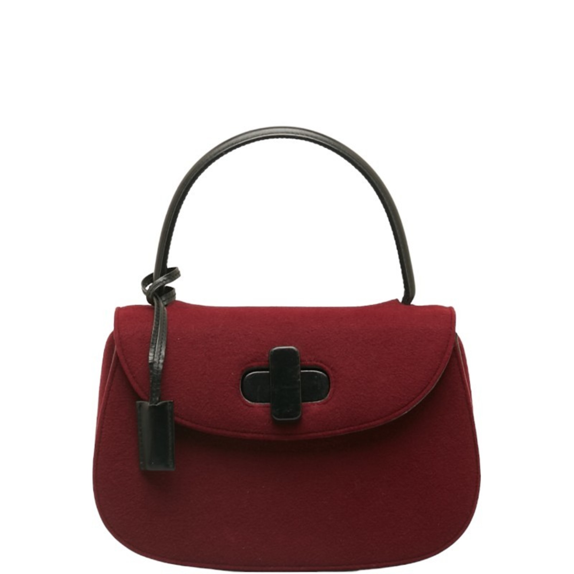 Gucci Shoulder Bag Handbag Bordeaux Wine Red Black Felt Leather Women's GUCCI