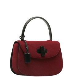 Gucci Shoulder Bag Handbag Bordeaux Wine Red Black Felt Leather Women's GUCCI