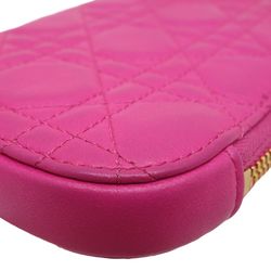 Christian Dior Lady Phone Holder S0872ONMJ 43-MA-0233 Pochette Leather Pink 180346