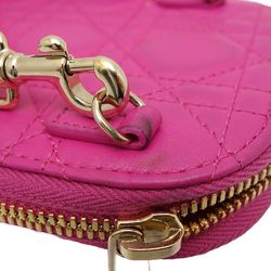 Christian Dior Lady Phone Holder S0872ONMJ 43-MA-0233 Pochette Leather Pink 180346