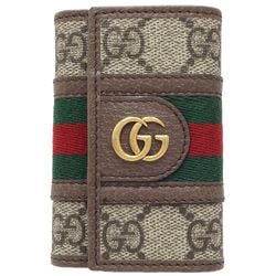GUCCI Gucci Key Case 603732 GG Supreme Ophidia Canvas x Leather Beige Brown 180354
