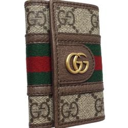 GUCCI Gucci Key Case 603732 GG Supreme Ophidia Canvas x Leather Beige Brown 180354