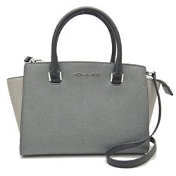 Michael Kors Medium Satchel 35F9SLMS2L Handbag Leather Grey 251615