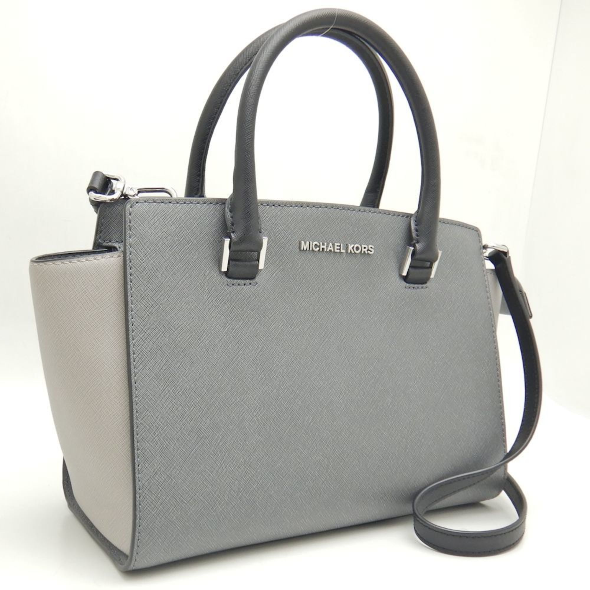 Michael Kors Medium Satchel 35F9SLMS2L Handbag Leather Grey 251615