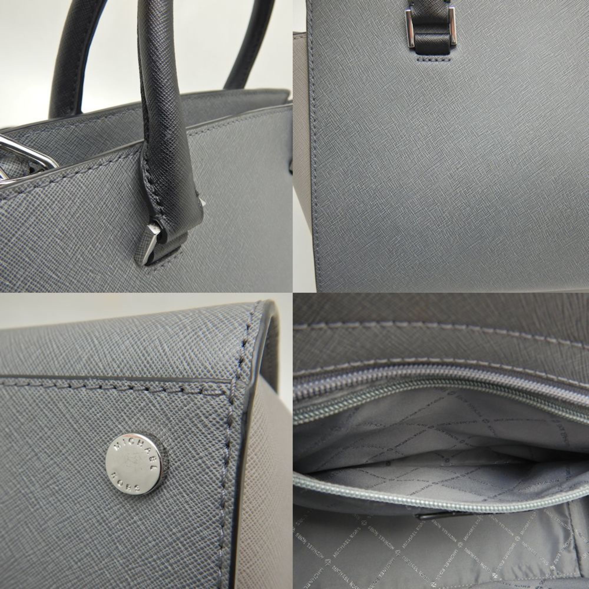 Michael Kors Medium Satchel 35F9SLMS2L Handbag Leather Grey 251615