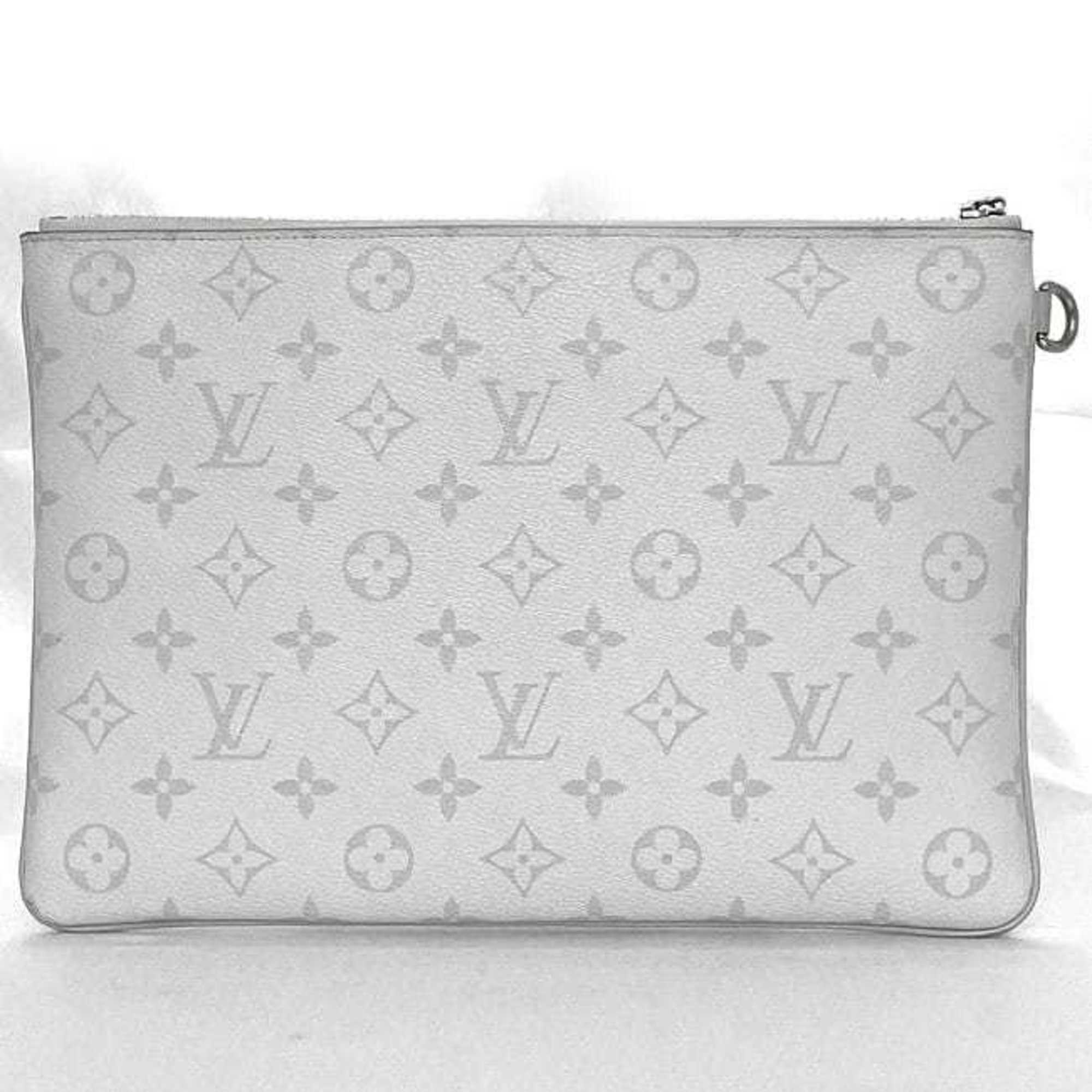 Louis Vuitton Clutch Bag Zipped Pouch GM White Gray Monogram M68310 Handbag Canvas RA1199 LOUIS VUITTON Women's Men's