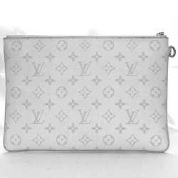 Louis Vuitton Clutch Bag Zipped Pouch GM White Gray Monogram M68310 Handbag Canvas RA1199 LOUIS VUITTON Women's Men's