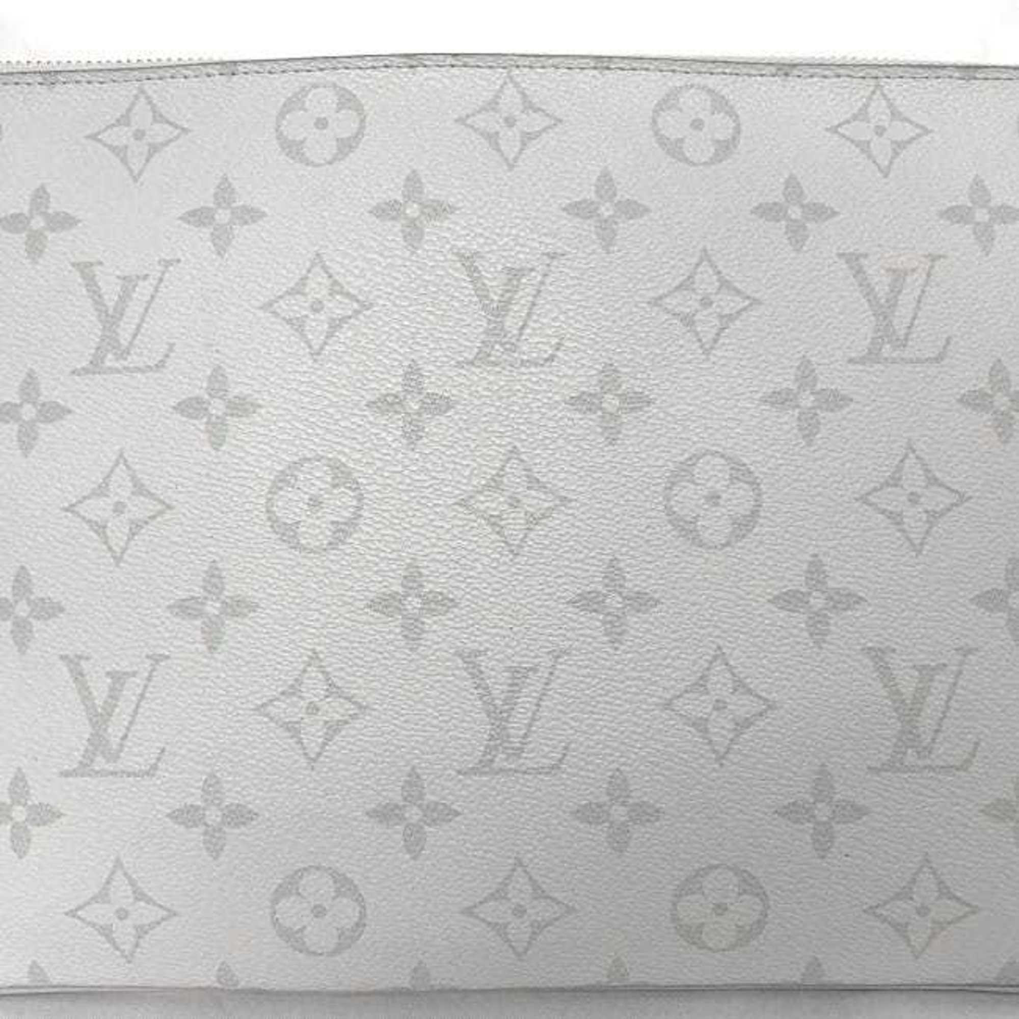 Louis Vuitton Clutch Bag Zipped Pouch GM White Gray Monogram M68310 Handbag Canvas RA1199 LOUIS VUITTON Women's Men's