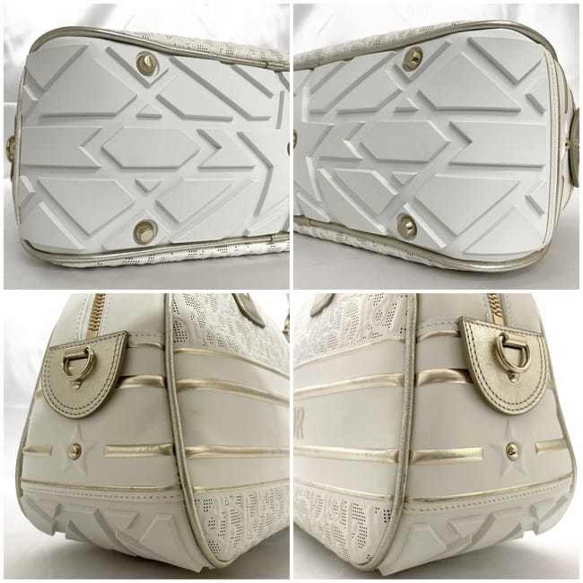 Christian Dior 2way Bag Vibe Medium Bowling White Gold M6204ODDT Boston Handbag Leather Rubber 09-MA-1221 Trotter