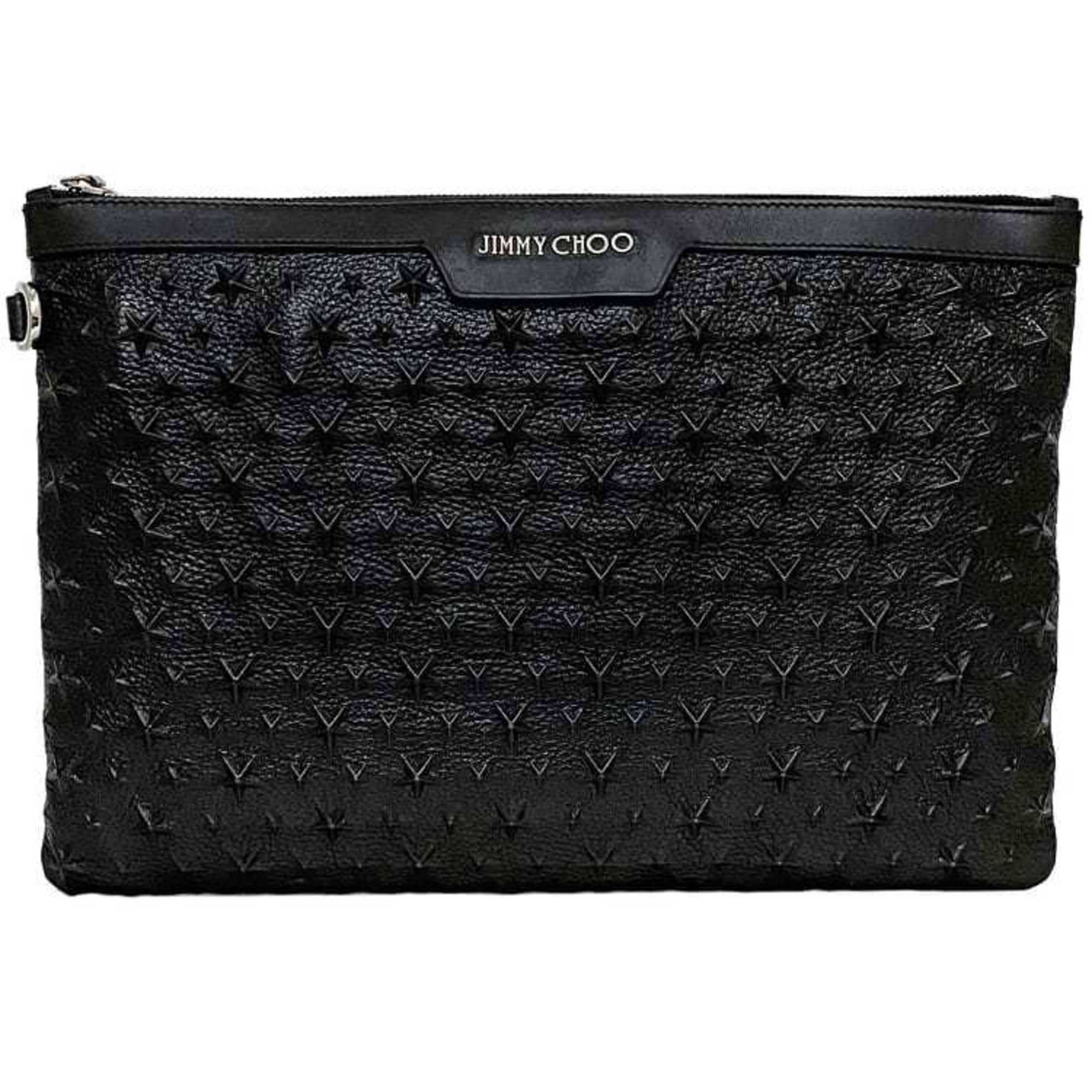 Jimmy Choo clutch bag black handbag leather JIMMY CHOO star ladies compact
