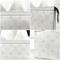 Louis Vuitton Shoulder Bag Gaston Wearable White Gray Taigarama M30935 Monogram Canvas IC Tag Reactive LOUIS VUITTON LV