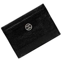 Chanel Pass Case Black Coco Button A20906 Card 8th Series Leather 11121303 CHANEL Mark Women's