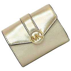 Michael Kors Tri-fold Wallet Gold 35F3GNMF8M Leather MICHAEL KORS Compact Folding MK Women's